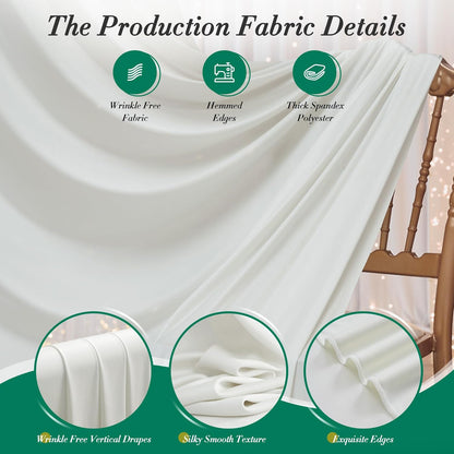 10 ft x 10 ft Wrinkle Free White Backdrop Curtains for Wedding Parties, Polyester Photography Backdrop Drapes for Birthday Parties Stage Backdrop Stand, 2 Panels 5x10FT Background Curtains