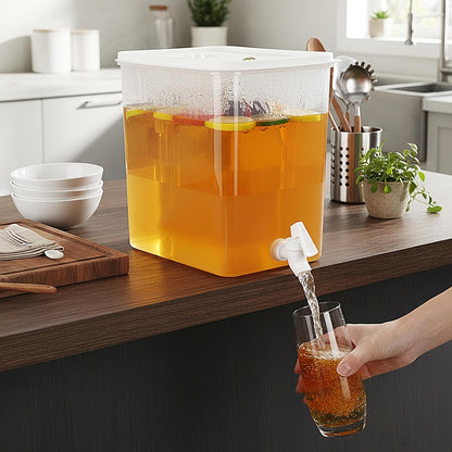 Domensi 2 Pack 2 Gallon Drink Dispenser for Fridge with Spigot Water Dispenser Leak Proof Lids Filter Screen Beverage Juice Container Sealed Plastic Lemonade Milk Cold Hot Drink Tea Jug for Party