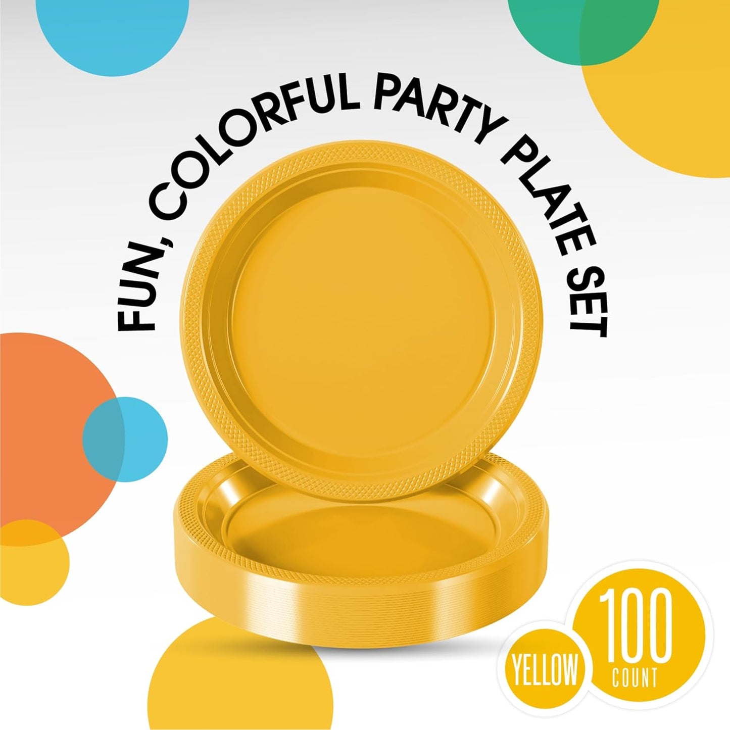 Party Solids Black Plastic Plates For Party 10" Black Disposable Plates For Party Supplies 100 Pcs Plastic Dinnerware Sets Heavy Duty 350 GSM Disposable Dinnerware Set