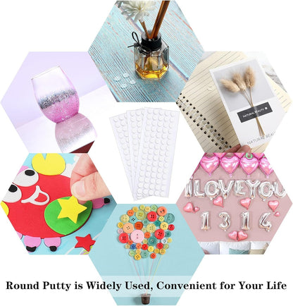 JANYUN 140 Pieces Adhesive Dots,Removable Round Putty Clear Tack No Trace Small Tape Stickers for Wall Hanging Festival Poster Office Party Decoration Picture Crafts