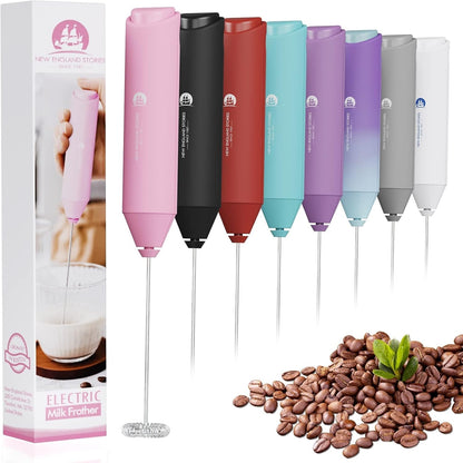 Powerful Milk Frother Wand - Mini Handheld Milk Frother with Stainless Steel Whisk - Battery-Powered Drink Mixer for Coffee, Lattes, Cappuccinos, Matcha - Coffee Enthusiasts Gift - Black