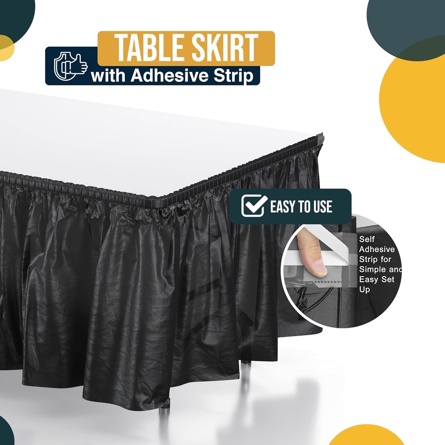 Exquisite Ruffle Table Skirt Pink 6 Pack 14 Ft Long Table Skirts for Rectangle Tables 6ft Plus or Round Tables Skirts with Adhesive Strip for Gender Reveal Decor & Happy Birthday Parties
