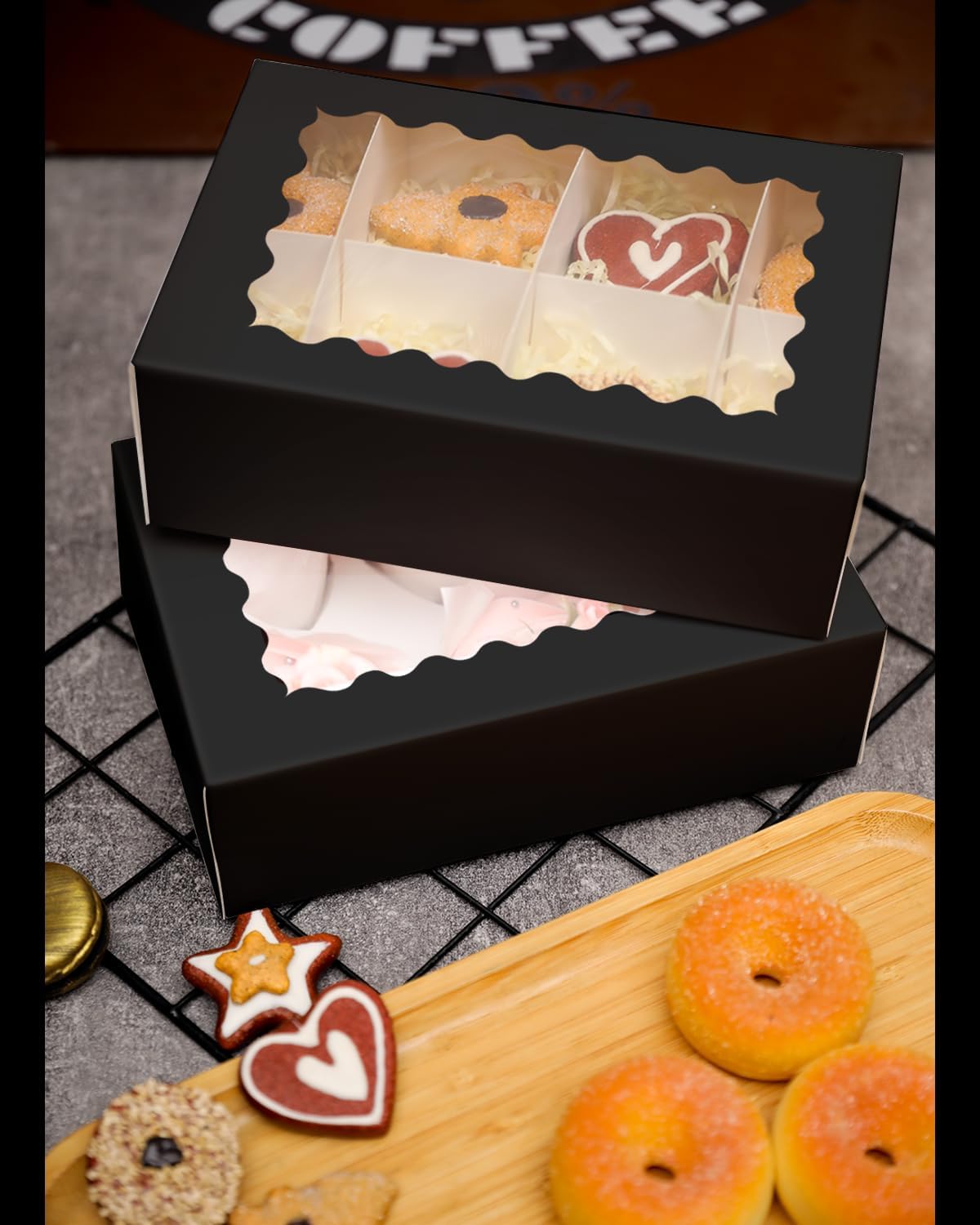 qiqee White 6 Cupcake Boxes with Window Auto-pop up 30 Packs Cupcake Box 9.4"x6.1"x3.3" Bakery Boxes For Cupcakes Carrier, Cupcake Containers