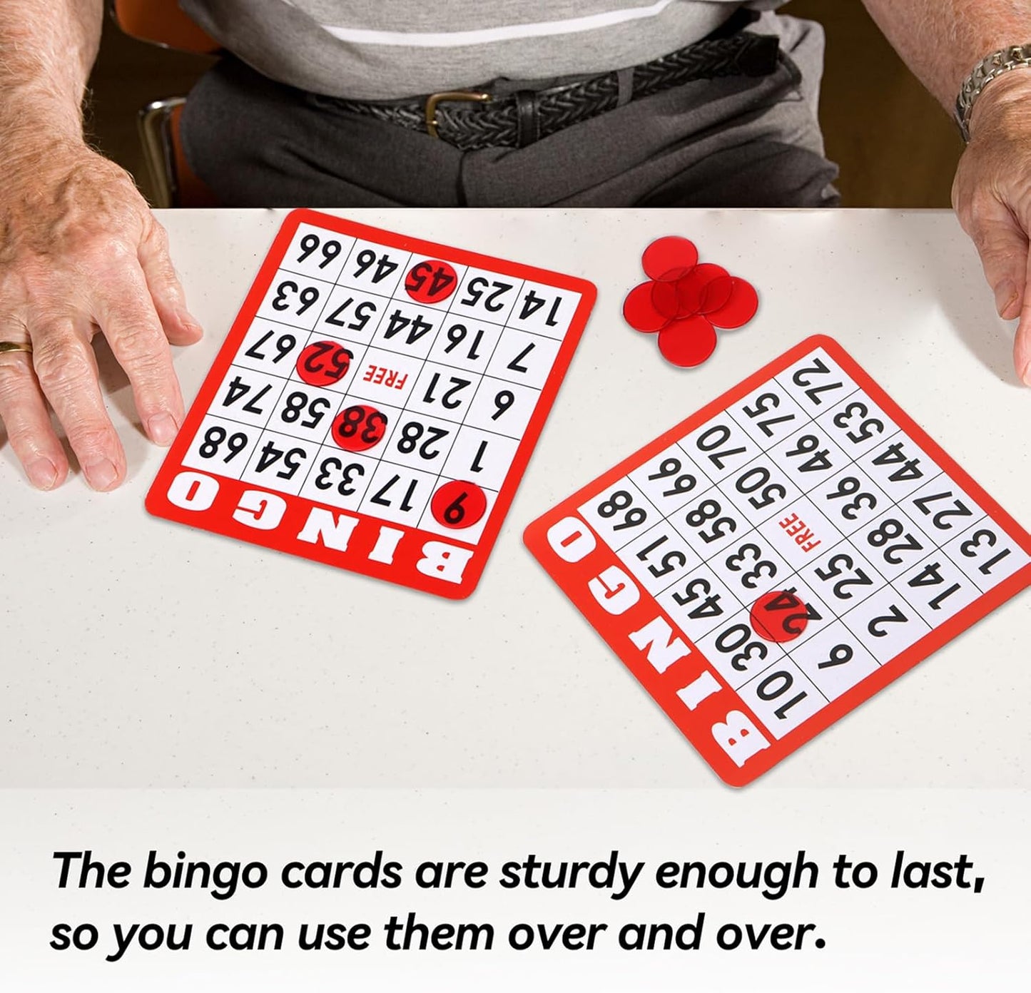 GSE Games & Sports Expert 100-Pack Multi-Color Bingo Game Cards with Easy Read Numbers, Reusable Paper Bingo Sheets for Large Groups, Family/Friend Parties