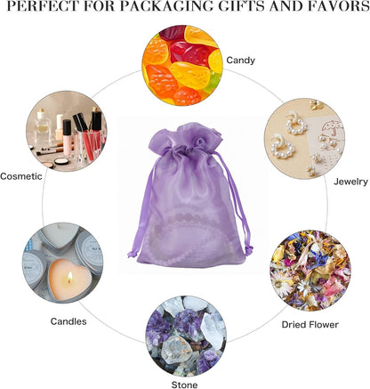 QIANF 20 Pcs Peacock Blue Small Organza Bags 3X4 inch for Wedding Favors with Drawstring, Mini Mesh Gift Bags Jewelry Pouch for Candy Bridal Shower Party Favor Baby Shower Christmas