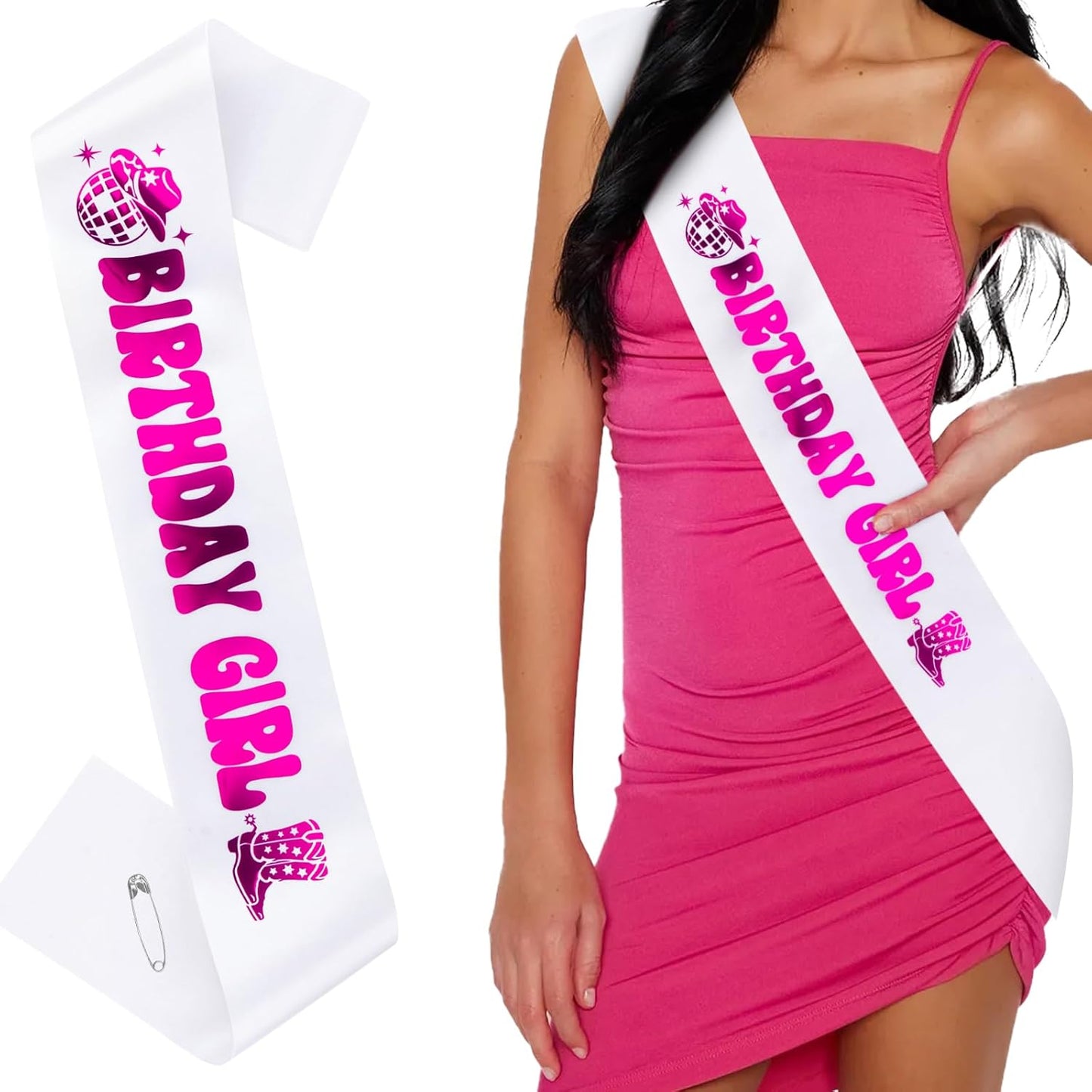 It's My Birthday Sash Black Glitter Sash with Hot Pink Foil Happy Birthday Decorations for Women Girls Men Boys Black Party Decorations