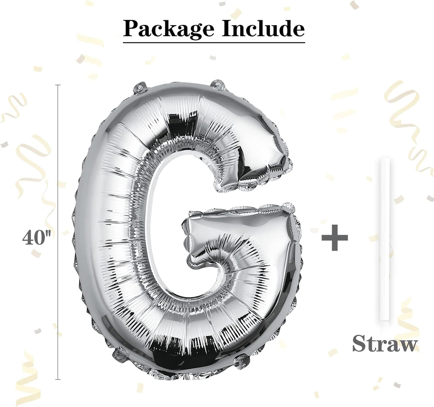 40 inch Silver Letter A Balloon, Big Size Alphabet Foil Mylar Helium Balloons for Birthday Party Celebration Wedding Anniversary Baby Shower Decorations Supplies Alphabet A