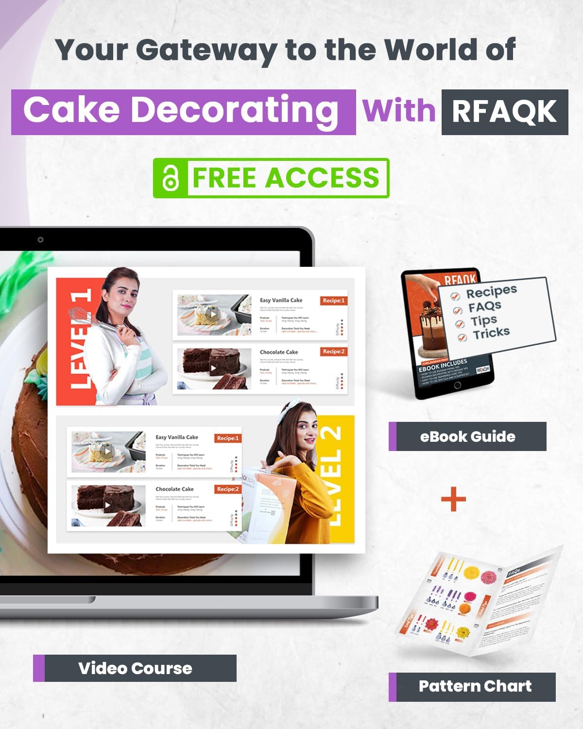 RFAQK 74 PCs Icing Piping Bags and Tips Set, Cake Decorating Kit with 48-Numbered Piping Tips, Anti Burst Pastry Bags for Cookie Cupcake Cake Decoration, Cake Decorating Tips Set with Booklet & E-book