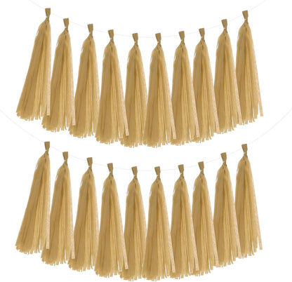 MECCANIXITY 20Pcs Tassel Garland Banner Tissue Paper for Streamers Party Decorations, Valentine's Day Birthday Decor for Women with Rope and Tie Wire (Pink, 14.6Inch)