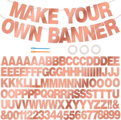 BEISHIDA 116 PCS A-Z DIY Letter Banner Kit Make Your Own Banner Including 111 Letters and Numbers 3 Rope and 2 Threading Device,Customized for Birthday Graduation Wedding Decor Black