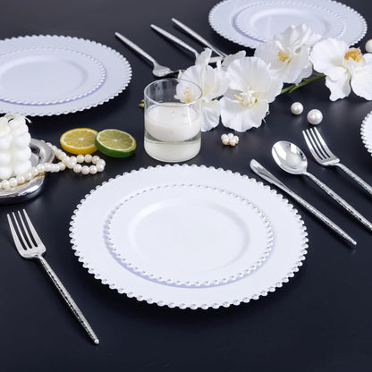 Supernal 360pcs Silver Plastic Cutlery,Elegant Plastic Silverware,Silver Hammed Silverware,Disposable Flatware,Include 120 Forks,120 Knvies,120 Spoons,Perfect for Birthday,Party,Wedding