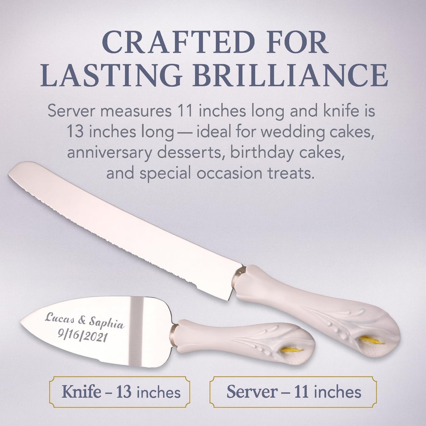 GIFTS INFINITY Personalized Wedding Cake Knife and Server Set with Engraving – Cake Cutting Utensil Set, Keepsake Gift for Wedding, Anniversary, Reception, Birthday & Other Occasions (CH-101WB)