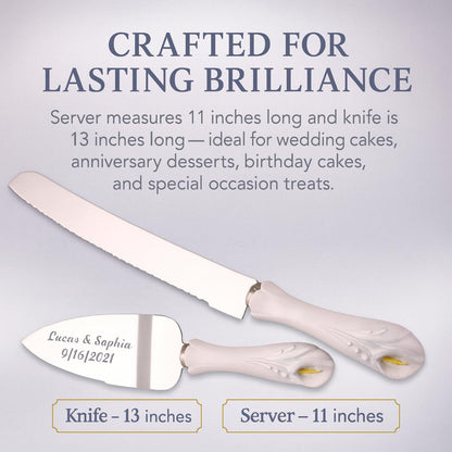 GIFTS INFINITY Personalized Wedding Cake Knife and Server Set with Engraving – Cake Cutting Utensil Set, Keepsake Gift for Wedding, Anniversary, Reception, Birthday & Other Occasions (CH-101WB)