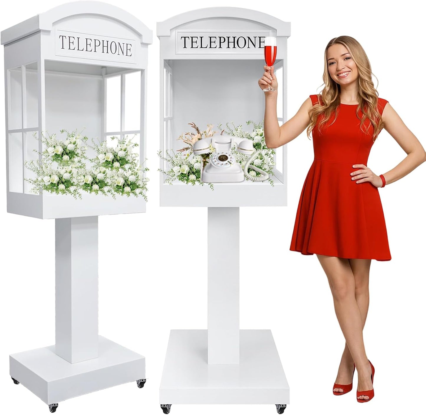 Audio Guest Book Phone Booth Stand, Romantic Metal Audio Guestbook Telephone Booth for Wedding Birthdays Party Graduation Baby Shower Retirement Special Occasions Decoration