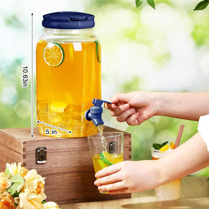 Havawish 2 Pcs 1 Gallon Plastic Beverage Dispenser with Spigot Clear Summer Kitchen Fridge Drink Dispenser for Parties Lemonade Juice Tea Beer Cold Water (Red,Cylinder)