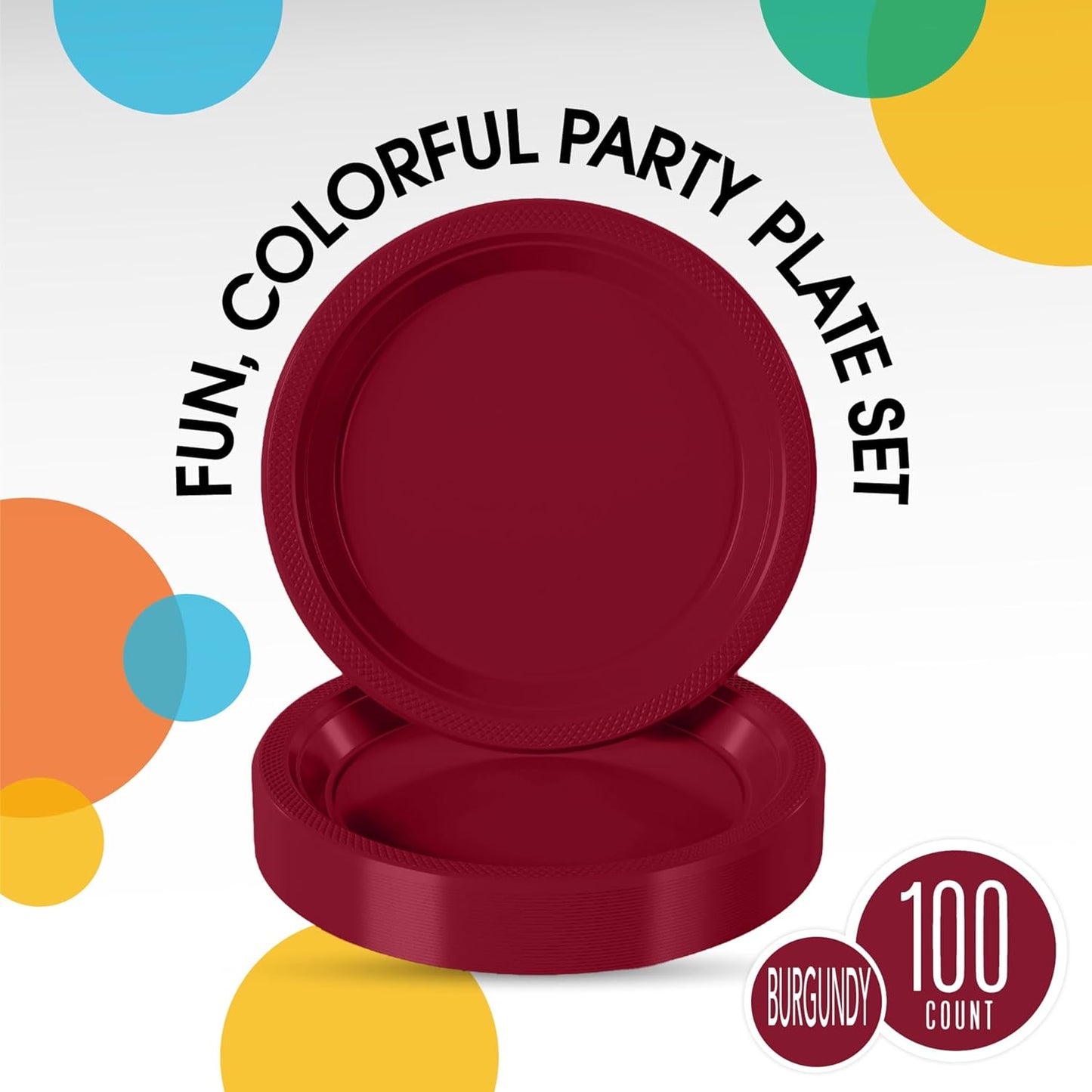 Party Solids Black Plastic Plates For Party 10" Black Disposable Plates For Party Supplies 100 Pcs Plastic Dinnerware Sets Heavy Duty 350 GSM Disposable Dinnerware Set