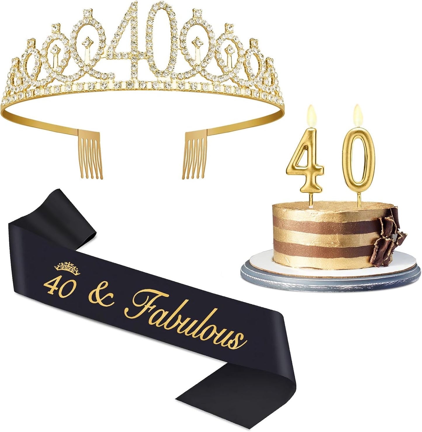 21st Birthday Decorations for Her with 21st Birthday Sash and Crown, Candles Gold, Gifts for 21 Year Old Girls