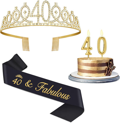 21st Birthday Decorations for Her with 21st Birthday Sash and Crown, Candles Gold, Gifts for 21 Year Old Girls