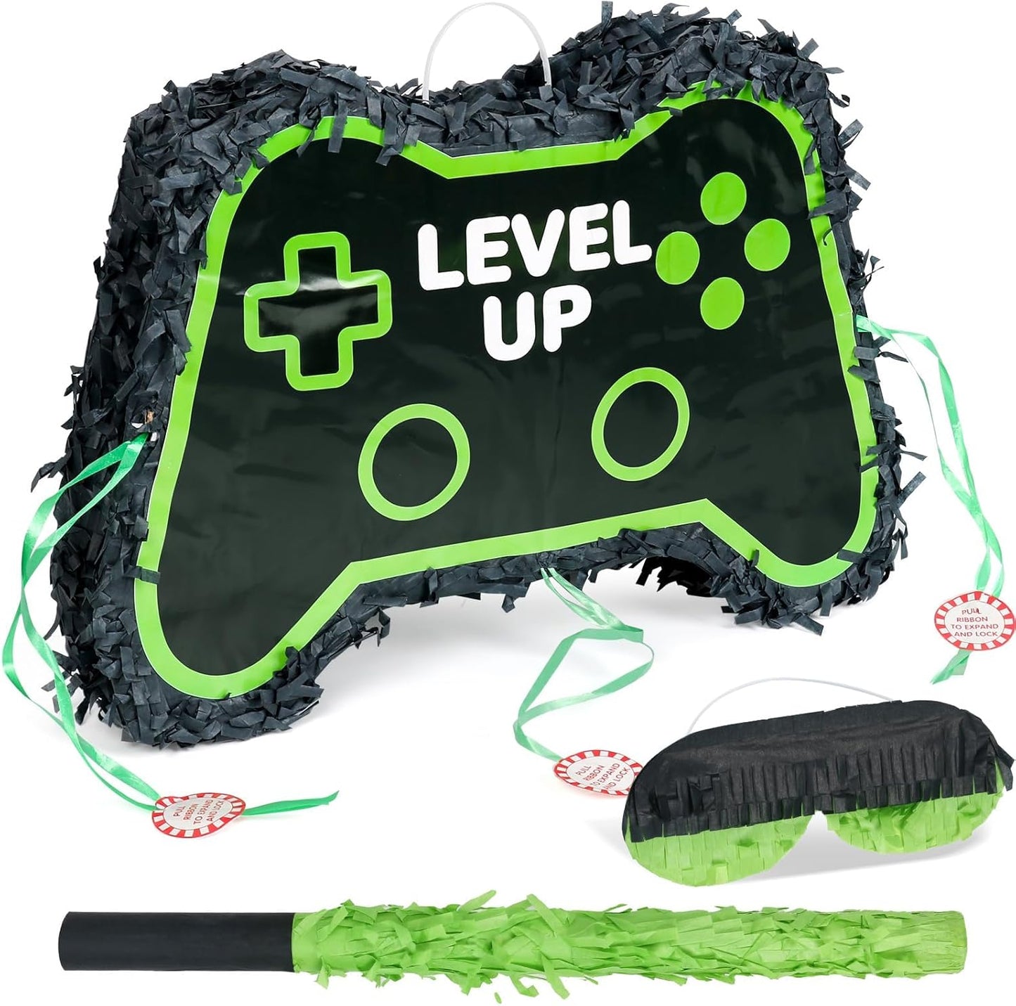 Video Game Piñata, Party Supplies Piñata with Blindfold and Bat Gaming Theme Piñatas for Kids Birthday Party Decorations (Blue)