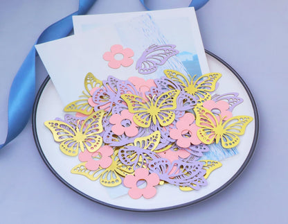 ONLYKXY 13g Butterfly Flower Table Confetti Decor Glitter Butterfly Decoration for Birthday Wedding Theme Thanks Giving Party Valentine's Mother's Day Scatter Bless Confetti (Glitter Gold)