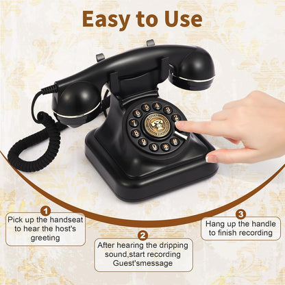Audio Guest Book Wedding Phone, Audio Guest Book Record Customized Audio Messages Guest Book Alternatives Classic Retro Phone for Parties Birthdays Rentals Confessions Special Occasions