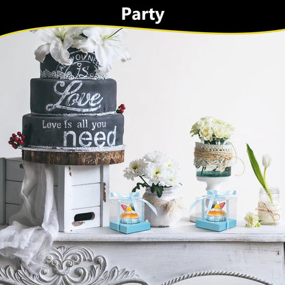 EUSOAR Individual Cupcake Holder, 50pcs 3.5 Inch Plastic Black Cupcake Containers with Lids, Single Transparent Display Clear Cupcake Carrier with Ribbon and Inserts for Wedding Party Favor