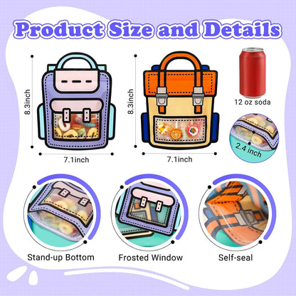 30 PCS Bulk Gift Bags for Kids with Handle,Children Large Goodie Bags with Stand-up Bottom, Grip Seal Party Favor Bag, Students Back to School Treat Bag, Cute Snack Candy Bags for Birthday, Classroom