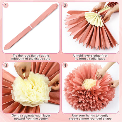 Chunful 5 Pcs 30'' 24'' Gaint Pastel Tissue Paper Flowers Decoration Large Hanging Tissue Paper Pom Poms Decor for Pastel Birthday Bachelorette Wedding Baby Shower Bridal Shower Easter Party Decor