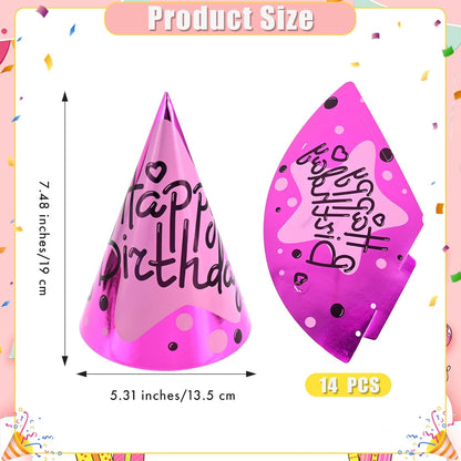 CANREVEL Party Hats for Adults, Birthday Party Headwear Supplies, Cone Hats Bulk for Women Men