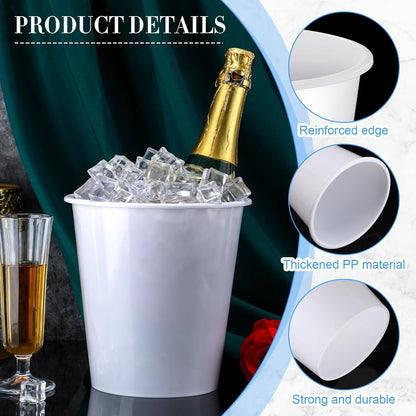 Layhit 24 Pcs Plastic Ice Buckets for Parties 3 Liters Wine Bucket Portable Ice Holder Disposable Wine Cooler for Party Wedding Party Beverages Champagne Soda and Beer (Gold)
