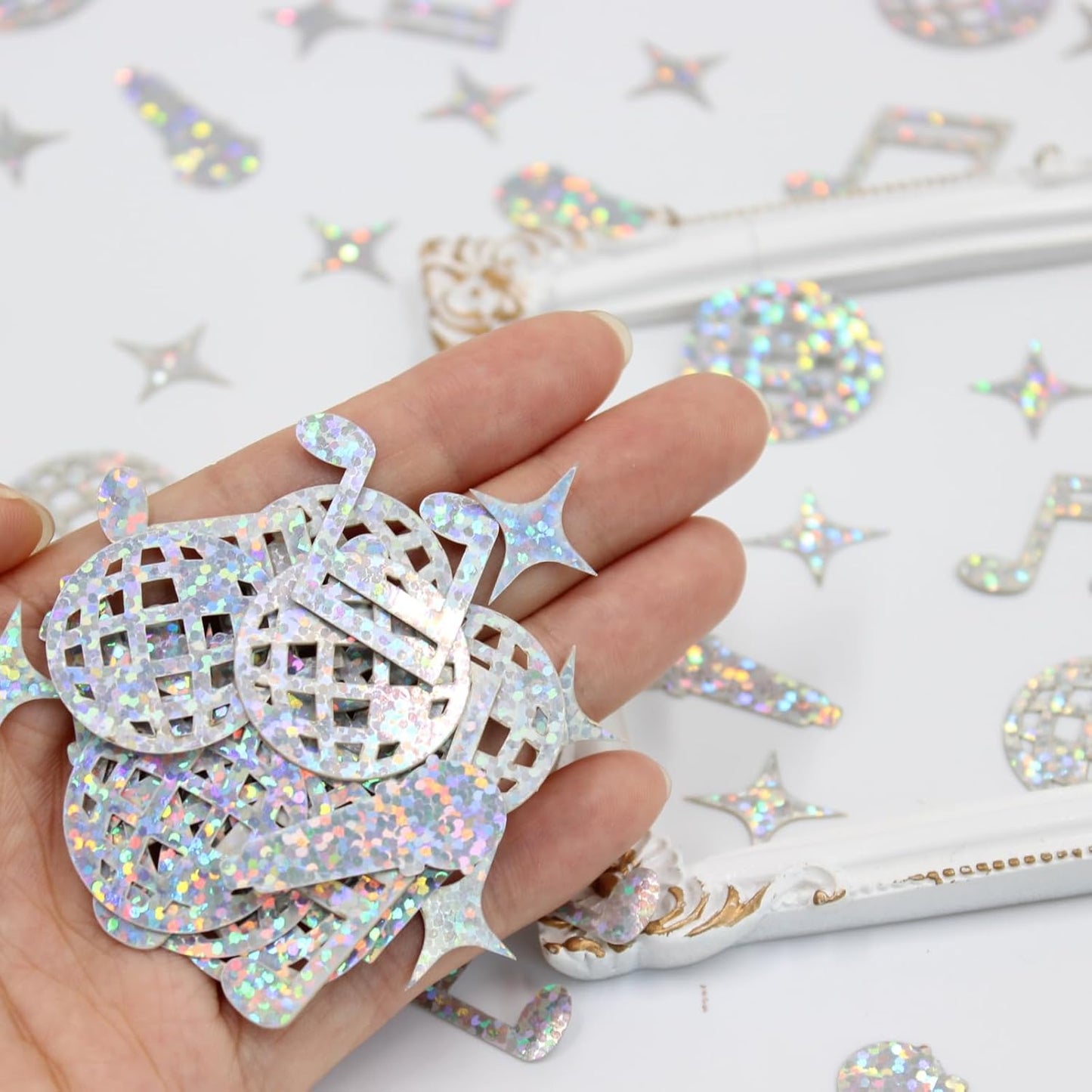 230PCS Disco Confetti, Glitter Disco Ball Party Decorations, Mini Disco Ball Confetti and Music Note Confetti for Disco/Music Party Decorations