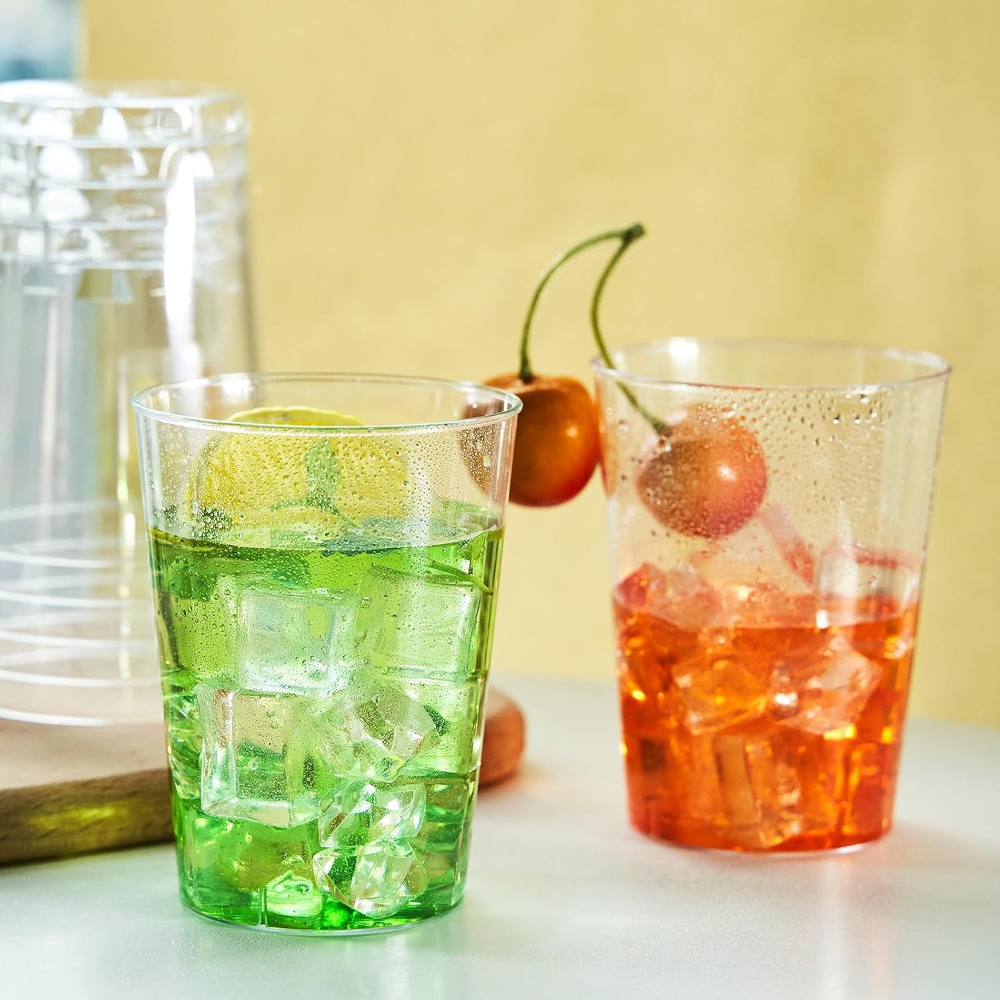RACETOP 200 Pack 9 oz Clear Plastic Cups for Party, Disposable Clear Cup, Disposable Cups, Wine Glasses Cups, Plastic Cocktail Glasses