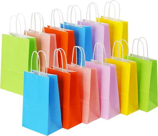 Tlpmsk 36Pack Gift Bags with Handles,5.1×3.3×8.5 Inch Kraft Paper Bags Bulk,Multi-color Party Favor Bags for Shopping,Mother's Day,Wedding,Birthday,Goodies