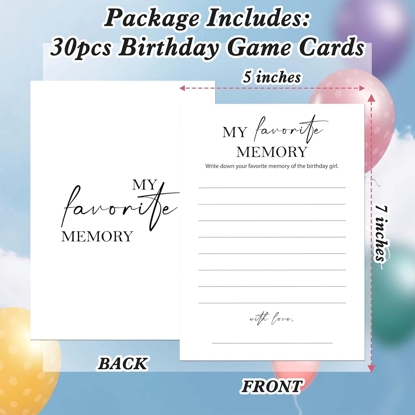 Birthday Party Games Card for Adults, 30 Pcs Ice Breaker Game Cards for Girl Bday Celebrations Decorations Supplies Favors - B01