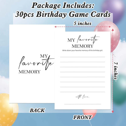 Birthday Party Games Card for Adults, 30 Pcs Ice Breaker Game Cards for Girl Bday Celebrations Decorations Supplies Favors - B01
