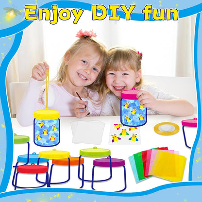 QOUBAI 32 Sets Stars Suncatchers Craft Back to School DIY Stained Glass Window Patriotic 4th of July Paper Craft Home School Classroom Decor Kid Birthday Gift Creative Art Activity Game - Colors B