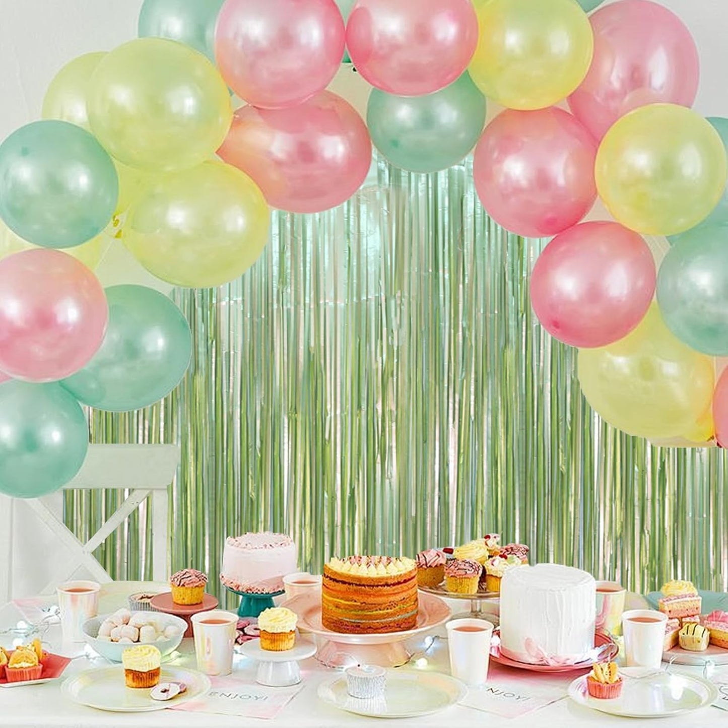Voircoloria 3 Pack 3.3x8.2 Feet Gold Foil Fringe Backdrop Curtains, Tinsel Streamers, Fringe Backdrop for 2025 New Years Eve, Graduation, Birthday, Baby Shower, Gender Reveal, Disco Party - Colors A