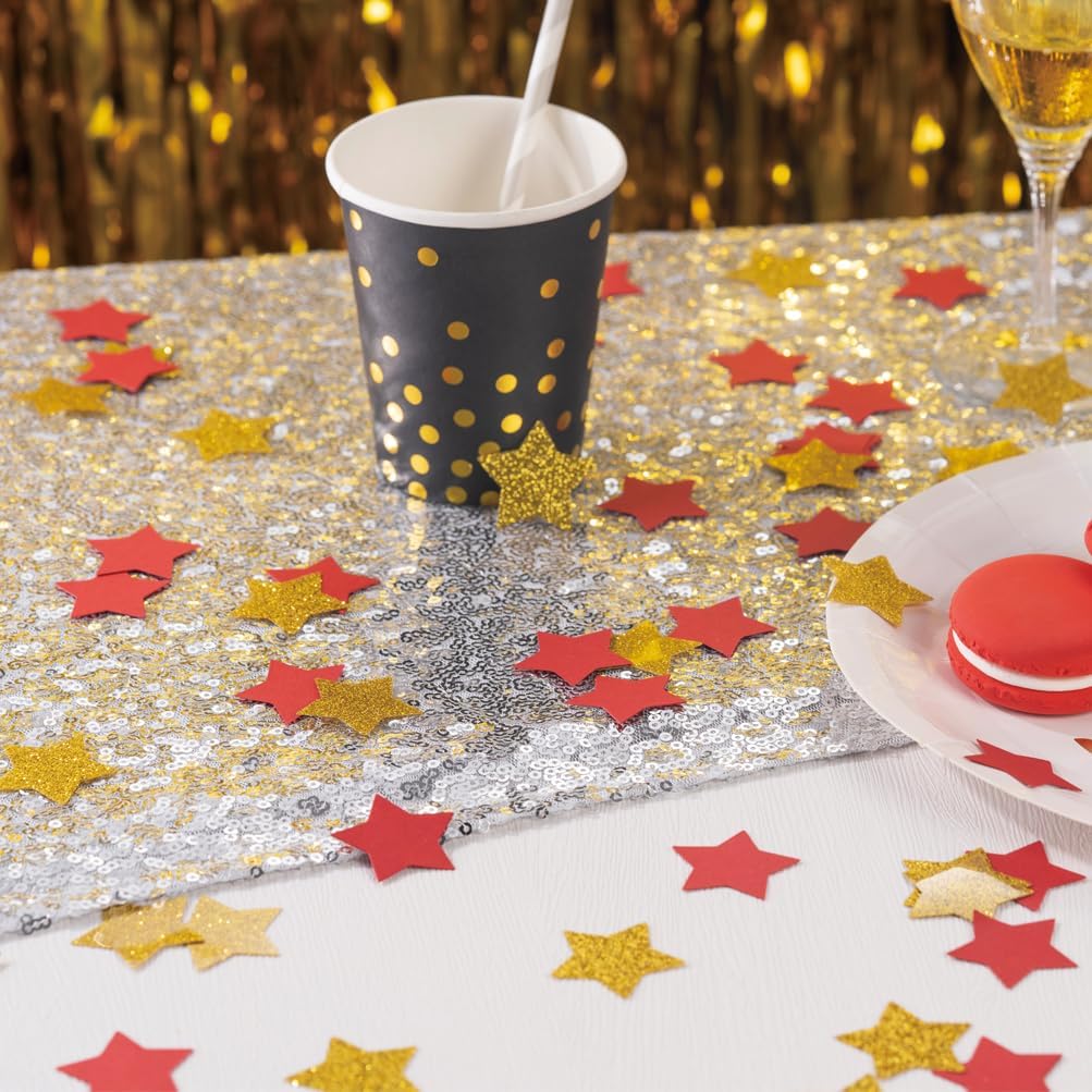 MOWO Glitter Five Stars Confetti Wedding Party Decor and Table Decor, 1.2’’ in Diameter (Glitter Gold,200pc)