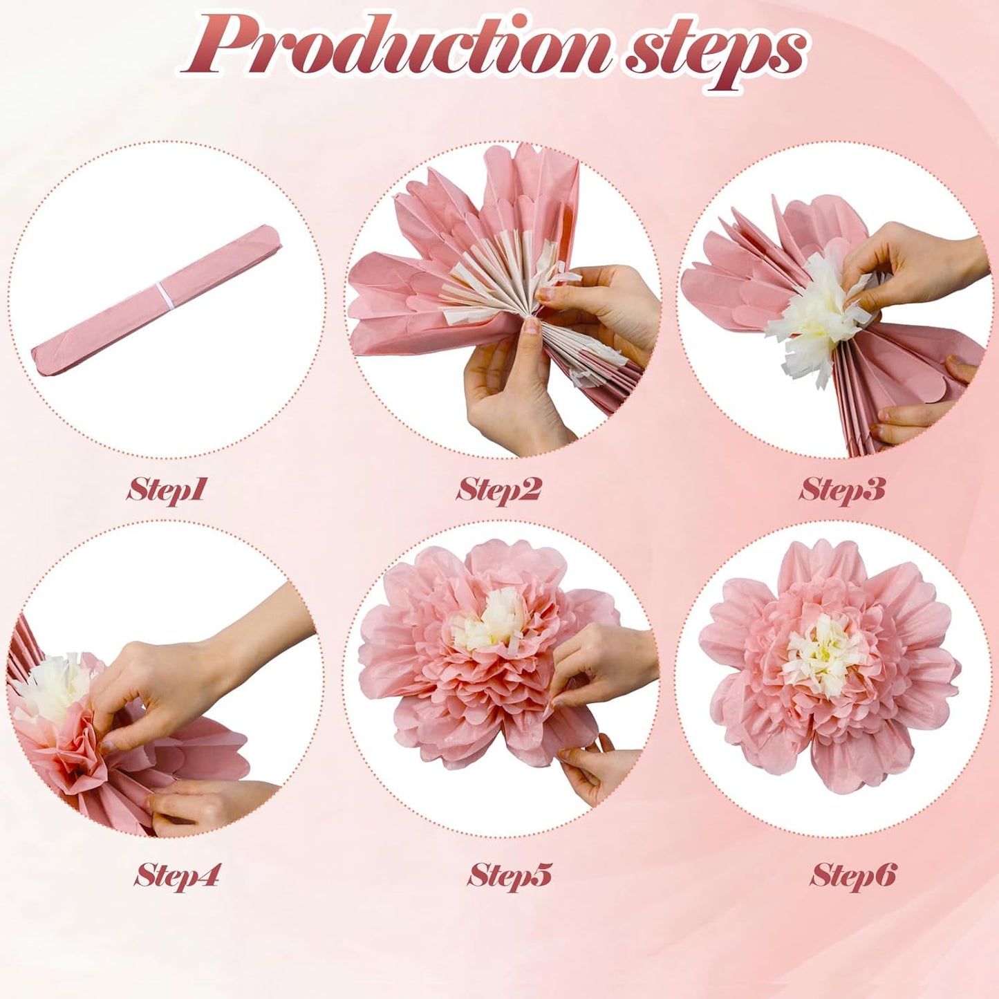 Giegxin 20 Pcs 31.5'', 23.6'', 11.8'', 9.8'' Pink Giant Paper Flower Boho Large Tissue Flower for Wall Pink Pom Pom Floral Decoration for Wall Wedding Bridal Shower Classroom Tea Party Birthday Decor