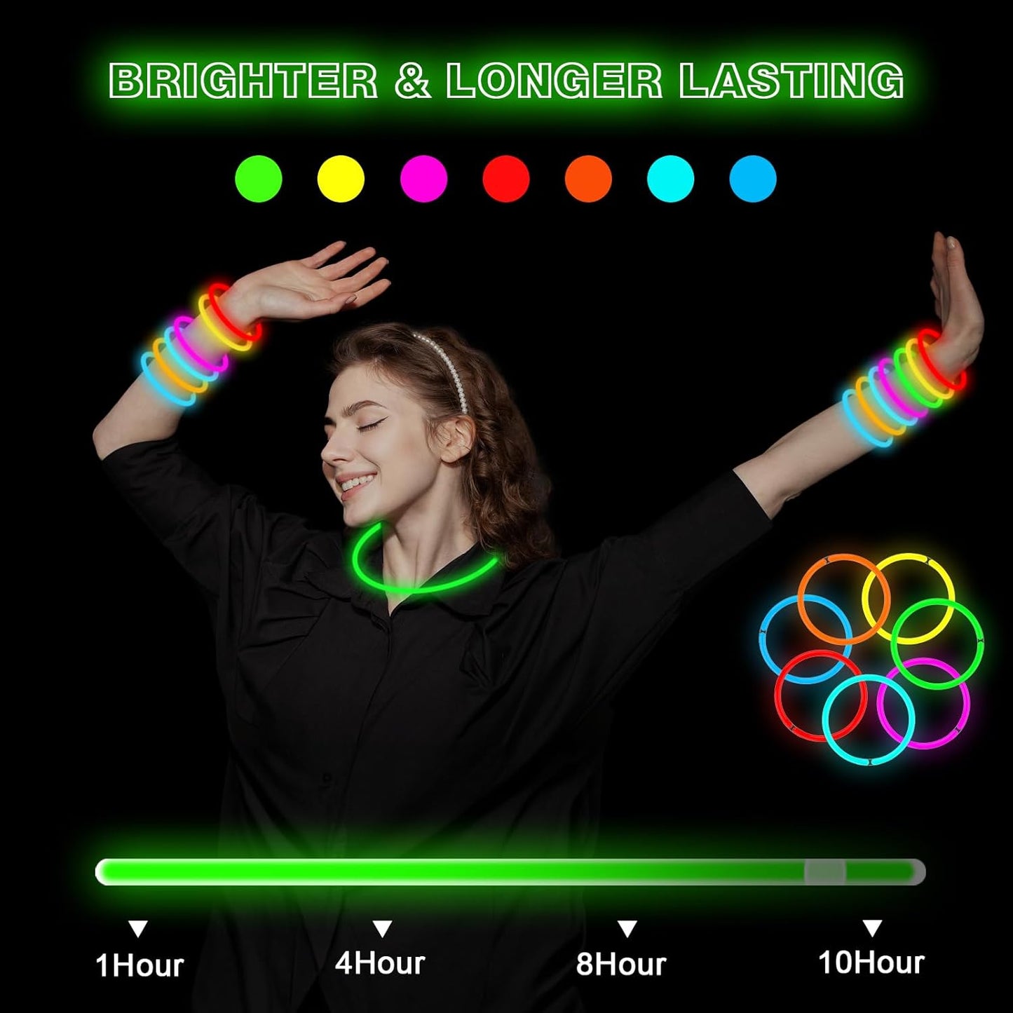 JICUICUI Glow Sticks Bulk Party Pack- Ultra Bright 50pk Glow in the Dark Party Supplies, Neon Party Favors, Glow Sticks Party Supplies Glow Necklaces and Glow Bracelets with Connectors
