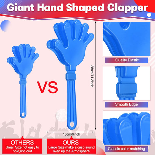 4 Pieces Jumbo Hand Clappers 11 Inch Noise Makers Party Favors Giant Large Hand Clappers Noise Makers for Sporting Events Cheers Ball Dance Basketball Football Noisemakers (Red)