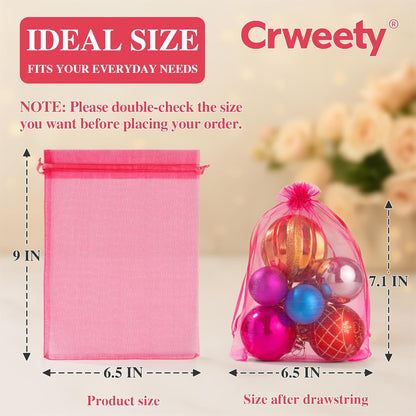 Crweety 50 Pcs Organza Bags 6x9 Inch White, Large Mesh Gift Bags Drawstring, Jewelry Pouches Treat Sachet Goodie Mesh Bag Drawstring for Wedding Party Favors Baby Shower & Mothers Day Gifts