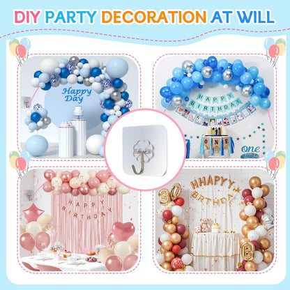 QIPUMP Balloon Arch Garland Kit,98.5ft Balloon Tape Strips&600 Glue Point Dot,Balloon Arch Strip Kit with 6pcs Hook and Ribbon(6) for Arch Kit Birthday Gender Reveal Party Wedding Decorations