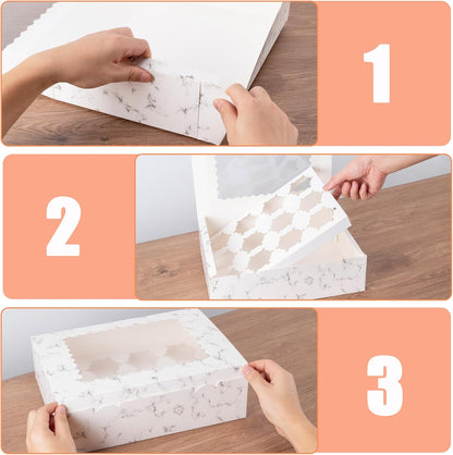 12 Count Cupcake Boxes, 4PCS Cupcake Container with Window, Food Grade Cupcake Holder for Birthday Holiday Party, Bakery Supplies for Cupcakes, Desserts, and More