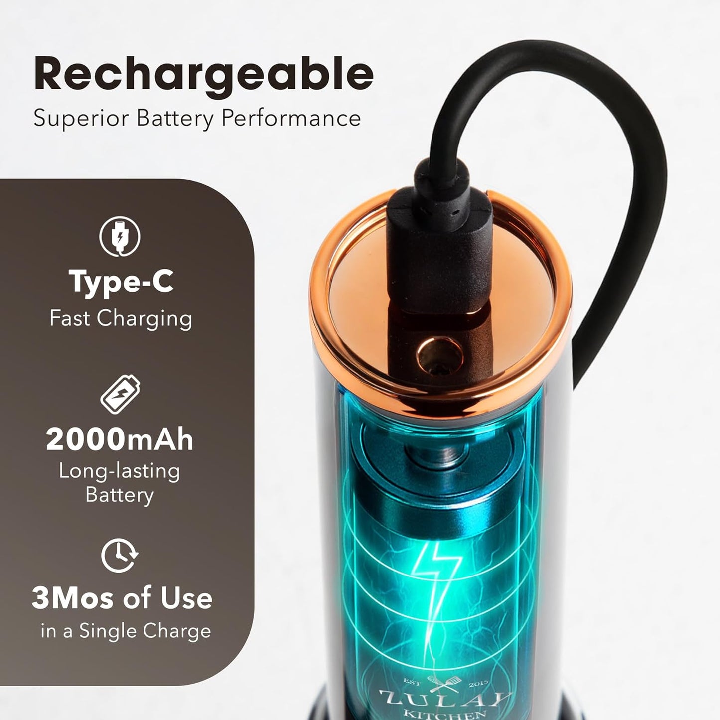 Zulay Kitchen Powerful Milk Frother Wand With Duracell Batteries - Ultra Fast Handheld Drink Mixer - Electric Whisk Foam Maker for Coffee, Lattes, Cappuccino & Matcha - Z1 Motor - Black - Colors A