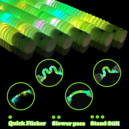Orange Glow Sticks Party Favors Supplies for Kids 24 PCS,4th of July LED Light up Pop Tubes for Toddlers,Neon Necklaces Bracelets Accessories,Birthday Dance Party 250th Anniversary Camping Toys Gifts
