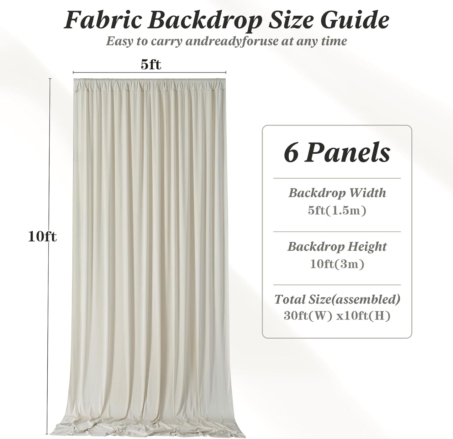 10 ft x 10 ft Wrinkle Free White Backdrop Curtains for Wedding Parties, Polyester Photography Backdrop Drapes for Birthday Parties Stage Backdrop Stand, 2 Panels 5x10FT Background Curtains