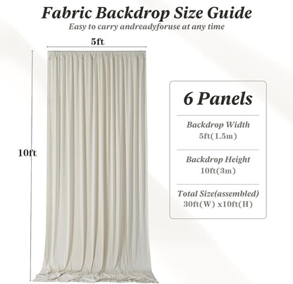 10 ft x 10 ft Wrinkle Free White Backdrop Curtains for Wedding Parties, Polyester Photography Backdrop Drapes for Birthday Parties Stage Backdrop Stand, 2 Panels 5x10FT Background Curtains