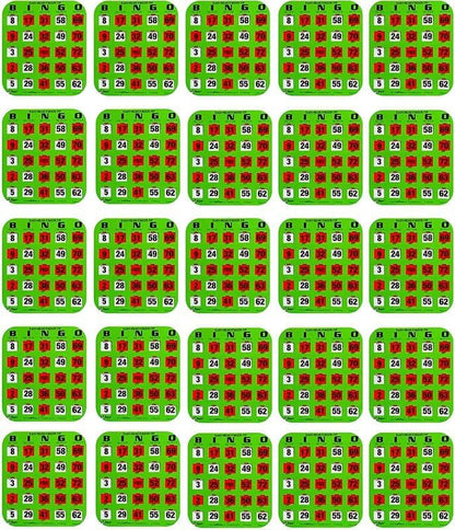 Regal Bingo - Shutter Slide Bingo Cards Only - 8” x 9” - 5-Ply Green Cardstock - Easy to Read - No Duplicates - Red Sliding Windows - Perfect for Large Groups, Bulk Purchasing