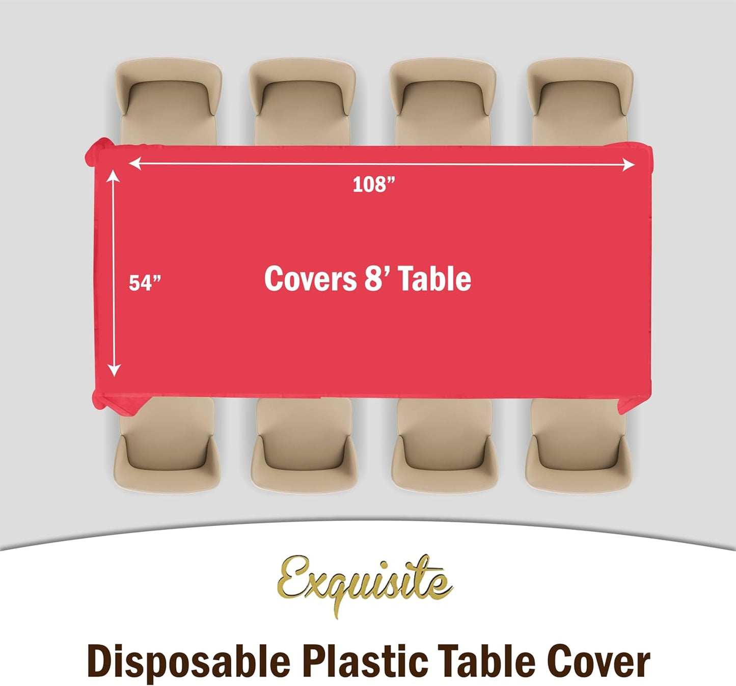 12-Pack Premium Plastic Tablecloth 54in. x 108in. Rectangle Table Cover - Dark Blue - Colors B